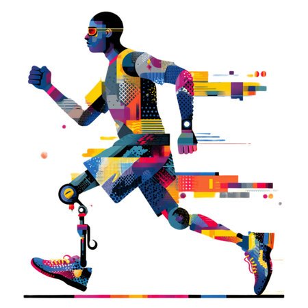 Futuristic african american man with skateboard. Vector illustration.の素材