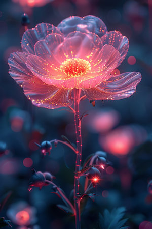 Beautiful flowers with bokeh effect on the dark background.の素材