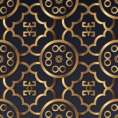 Seamless 3d gold pattern. Vintage decorative elements. Ornamental background.の素材