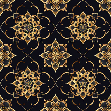 Seamless pattern with golden mandalas. Vector illustration.の素材