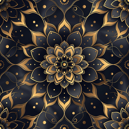 Seamless pattern with gold mandalas. Vector illustration.の素材