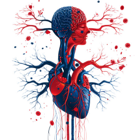 Human body with circulatory system and blood vessels. Vector illustration.