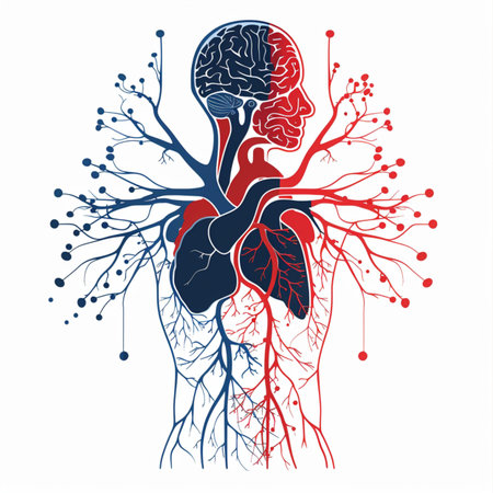 Human heart with neurons and nervous system. Vector illustration for your designのイラスト素材