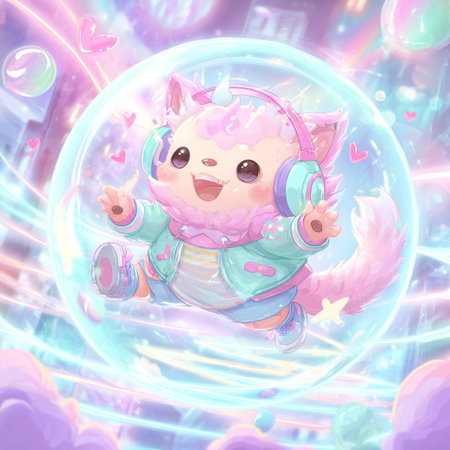 Illustration of a cute kawaii unicorn on the background of a rainbowの素材