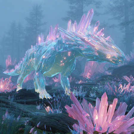 Fantasy landscape with a unicorn in the forest. 3d renderingの素材