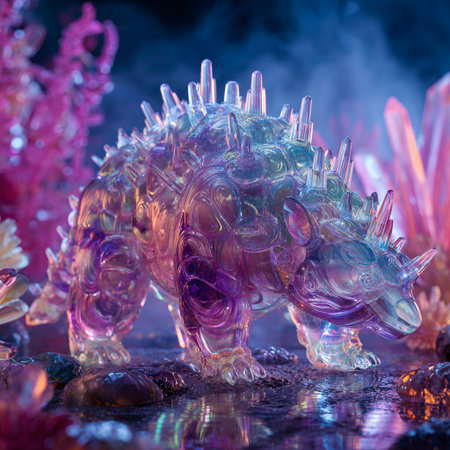 Fractal statuette of a dragon in the forest.の素材