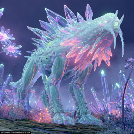 3D rendering of a fantasy alien in the sky at night.の素材