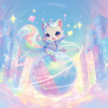 Fairy in the city. The illustration on the theme of outer space.の素材