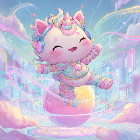 Cute unicorn in the city. Illustration for your design.の素材