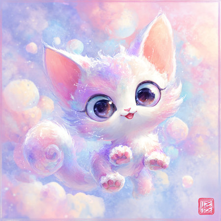 Cute cat on watercolor background. Hand-drawn illustration.の素材