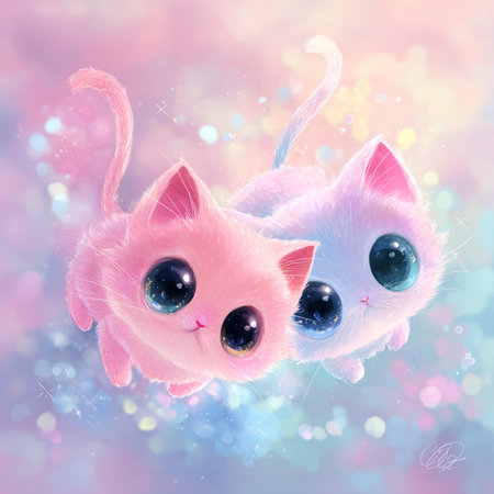 Cute kittens with blue eyes. Hand drawn watercolor illustration.の素材