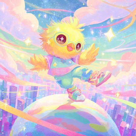 Illustration of a little boy in a superhero costume on the background of the cityの素材