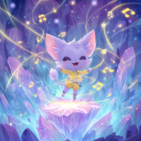 Cute cartoon fox in a magic forest. Fairytale character.の素材