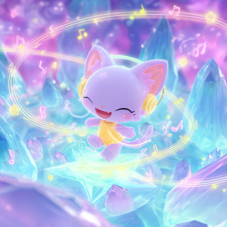 Cute cat on the background of a fantasy landscape. Illustration.の素材