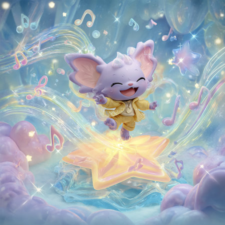 Fairy with star and music notes. 3D illustrations. Fantasy.の素材