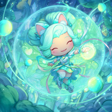 Cute cartoon fairy in a magic ball. Illustration for childrenの素材