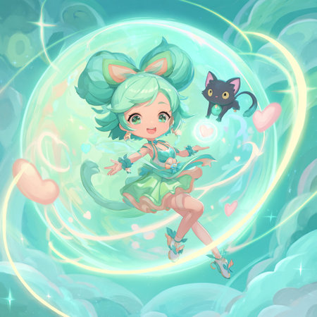 Cute cartoon little fairy flying on the planet. Vector illustration.の素材