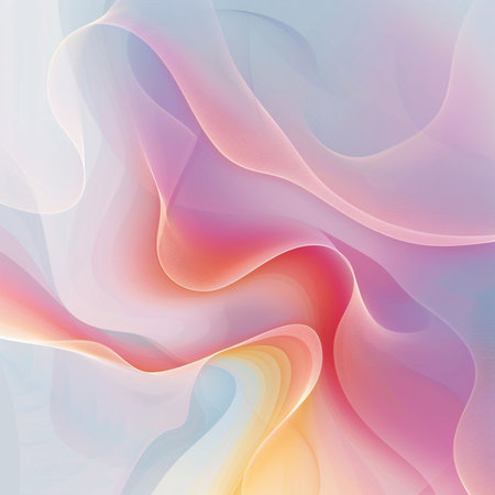abstract background with smooth lines in pink, yellow and blue colorsの素材