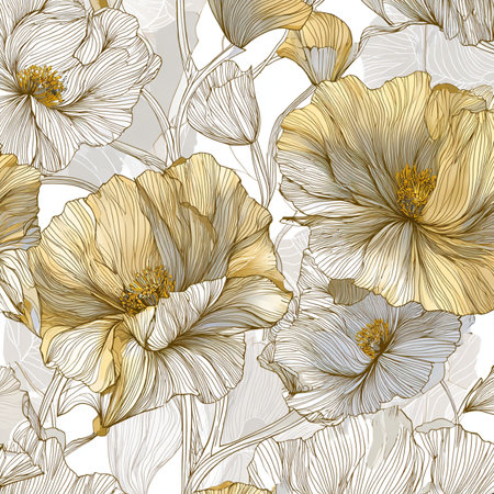 Elegant seamless pattern with poppy flowers, design elements. Floral pattern for invitations, cards, print, gift wrap, manufacturing, textile, fabric, wallpapersの素材