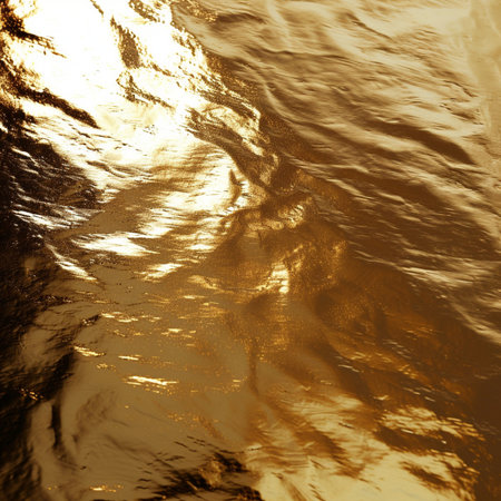 Gold water surface with ripples. Abstract background. Toned.の素材