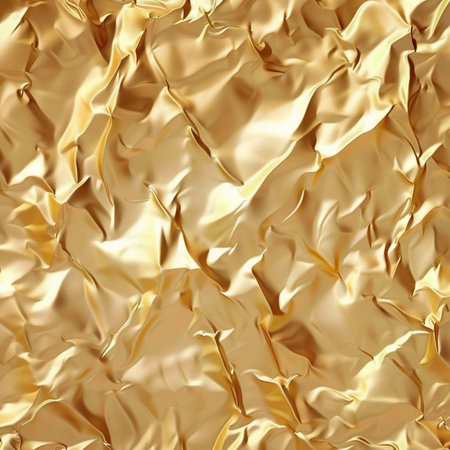 Gold crumpled foil texture. Abstract background. 3d render illustrationの素材