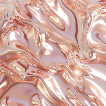 abstract metallic background with smooth lines and waves in pink and whiteの素材