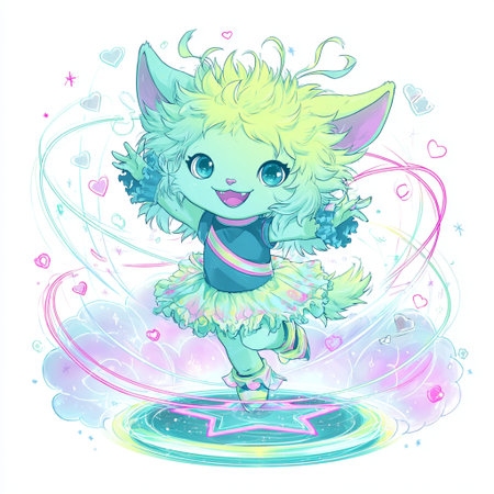 Cute cartoon alien girl with wings and flowers. Vector illustration.の素材