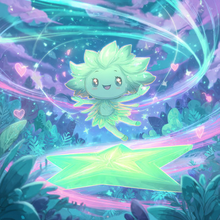 Fantasy illustration with a cute cartoon hedgehog flying in the night sky.の素材