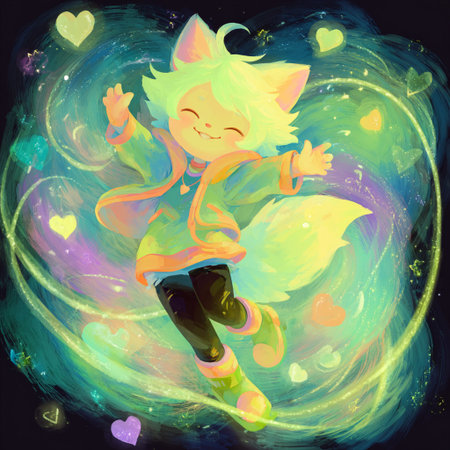 Colorful illustration of a girl in the form of a fairy taleの素材