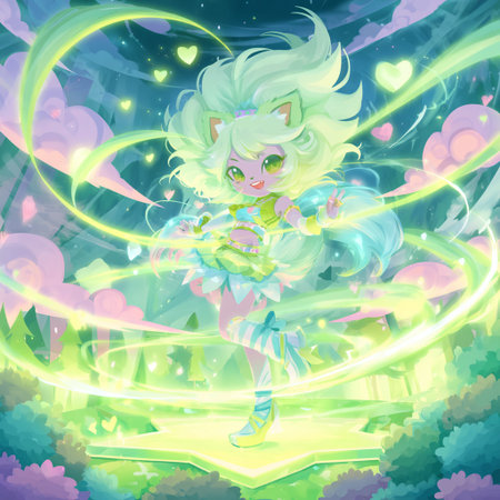 Illustration of a fairy with a magic wand in the forest.の素材