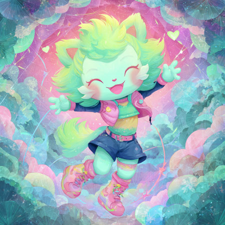 cartoon scene with fantasy elf girl on abstract background - illustration for childrenの素材