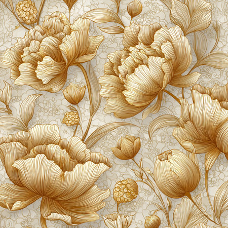 Seamless pattern with hand drawn peony flowers. Vector illustration.の素材