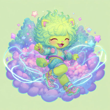 Cute cartoon mermaid sitting in the magic forest. Vector illustration.の素材