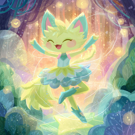 Cute cartoon fox in the forest. Fairytale character illustration.の素材
