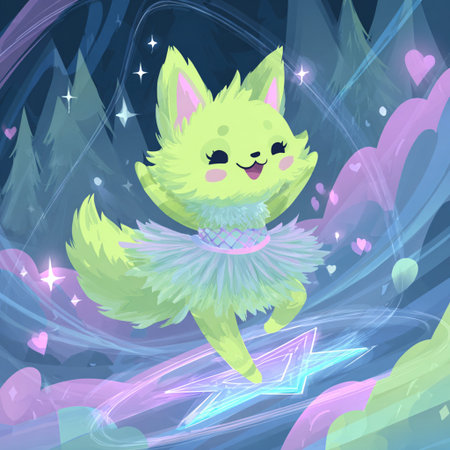 Cute kawaii fox in ballet tutu. Vector illustration.の素材