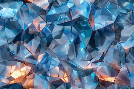 Abstract background of blue glass geometric shapes. 3d rendering, 3d illustration.の素材
