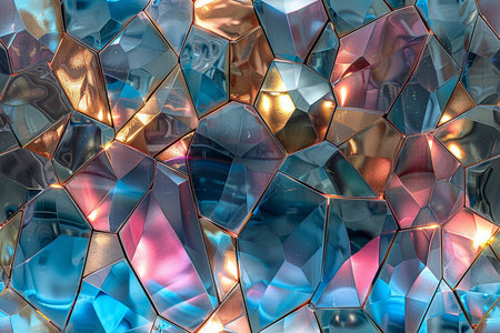 Stained glass in the form of a hexagonal pattern. Backgroundの素材
