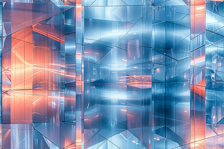 Abstract 3d rendering of modern architecture background. Reflective surface of glass.の素材