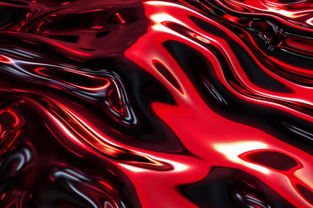 Red metallic liquid texture background. 3d render, 3d illustration.の素材