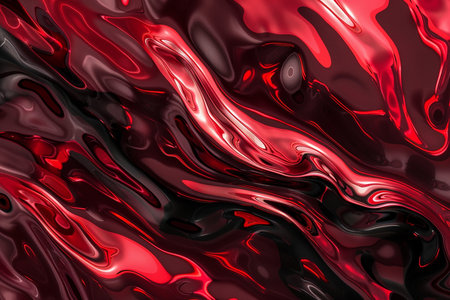 Red and black liquid texture. Abstract background. 3d rendering illustration.の素材