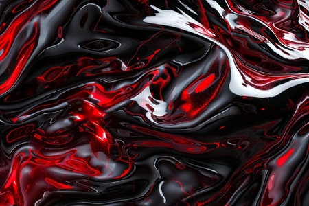 Abstract background of black and red liquid ink. Computer generated graphics.の素材