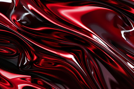 abstract background with smooth lines and waves of red and black colorの素材