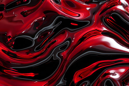 Abstract background with red and black liquid. 3d rendering, 3d illustration.の素材