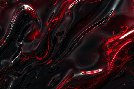 Red and black liquid background. 3d rendering, 3d illustration.の素材