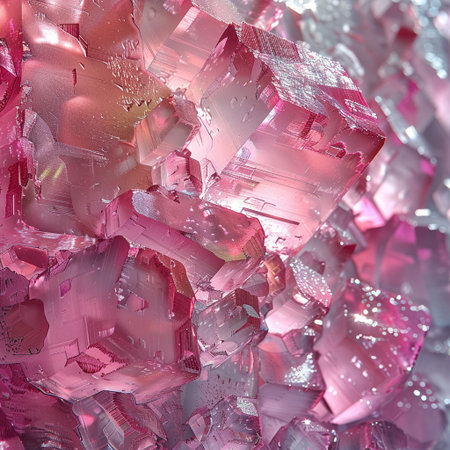 abstract background of a lot of pink pieces of glass with reflectionの素材