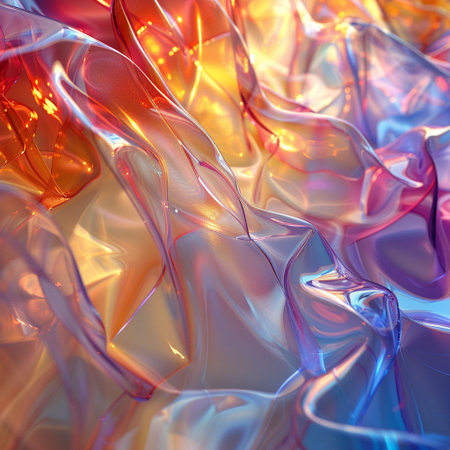 abstract background with smooth lines and waves of colored silk or satinの素材