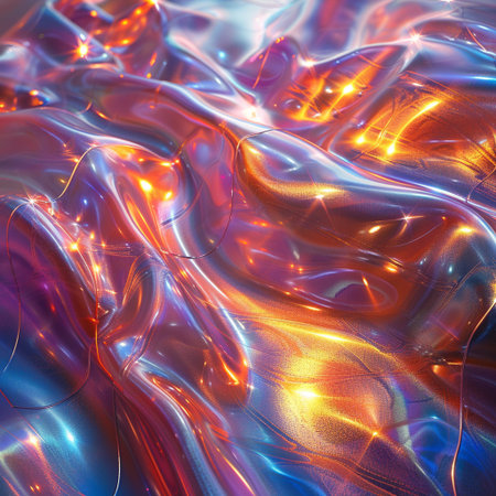 abstract background with a glowing wavy pattern and a metallic surfaceの素材