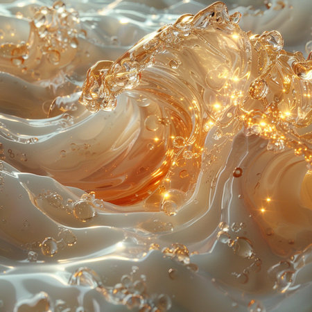 Liquid gold abstract background. 3d rendering, 3d illustration.の素材