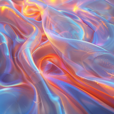 abstract background with smooth wavy silk or satin texture, 3d render illustrationの素材