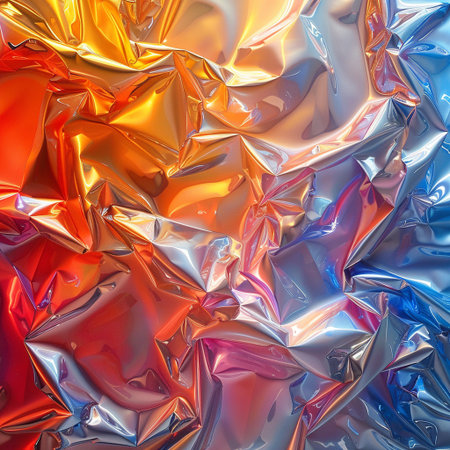 abstract background of colored crumpled foil. 3d renderingの素材